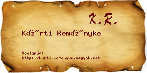 Kürti Reményke névjegykártya